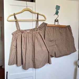 Deiji Studios Gathered Set in Gingham NWT